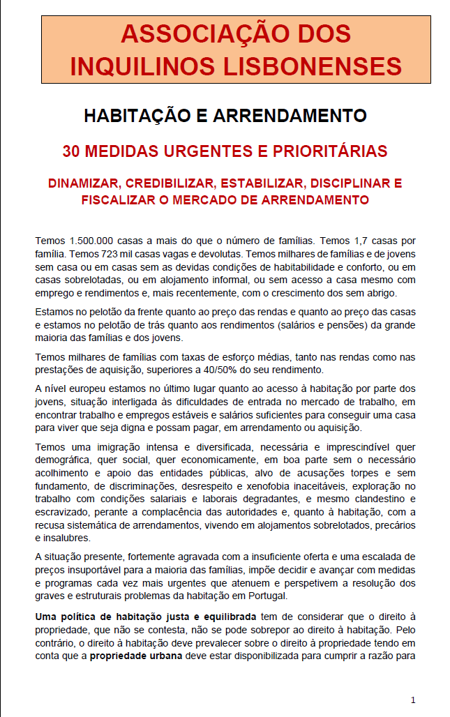 30 Medidas Urgentes e Prioritárias