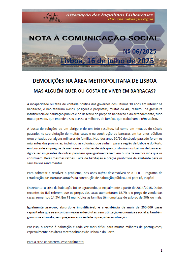 Demolições na Área Metropolitana de Lisboa